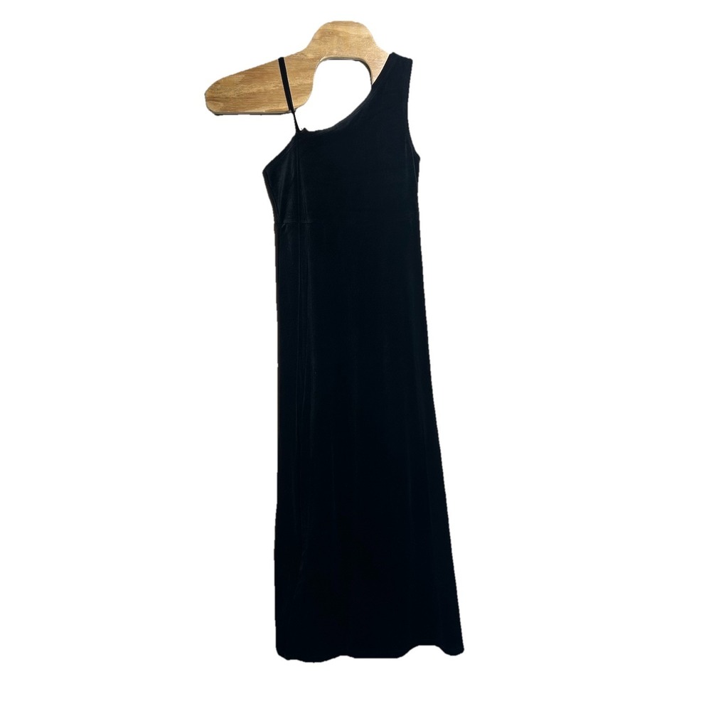 Women's Small Y2k Black Velvet One Shoulder‎ Maxi Dress Witchy Whimsigoth Grunge